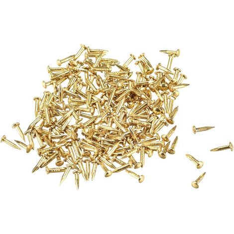 Clou Petit Minuscule Acier Carbone 1X6mm(DxL) pour Bois Bricolage Décoratif Photo Boîte Ménage Accessoire Laitonné 500pcs (1/5)
