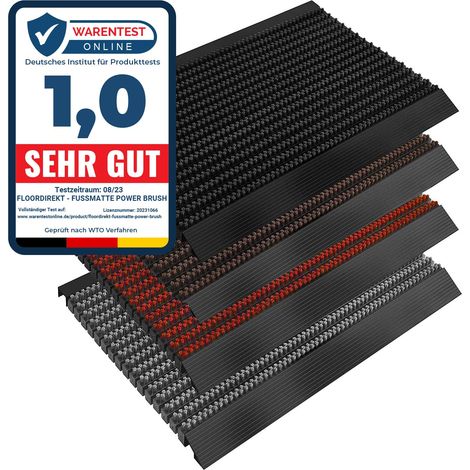 Paillasson Haute Performance pour Intérieur et Extérieur Brosses Puissantes Tapis d'Entrée Power Brush Gris, 60 x 90 cm (1/5)