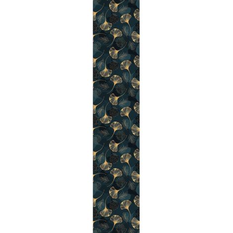Papier Peint Intissé Pré-encollé Rouleau Wallpaper Feuille de Ginkgo Bleu Adhésif Décorative - 1 Rouleau de H300 x L60 cm (1/4)