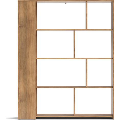 Bibliothèque Étagère décorative coloris Beige/chêne Mauvella - Longueur 129 x Hauteur 175,6 x Profondeur 32,8 cm (1/3)