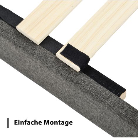 MEUBLIV Bett 90x200 cm dunkelgrau – mit Lattenrost, Kopfteil und Matratze (1/5)