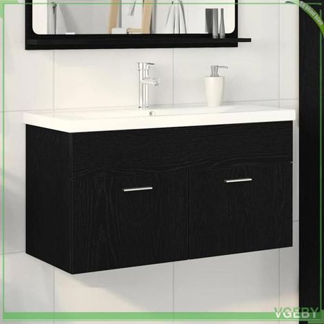 Cabinet de salle de bain - FAF7291712449048 - Chêne noir - Bois d'ingénierie - Mural suspendu (1/5)