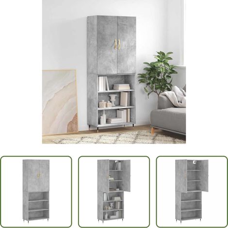 vidaXL Betonfarbe -  Highboard Betongrau 69,5x34x180 cm Holzwerkstoff (1/5)