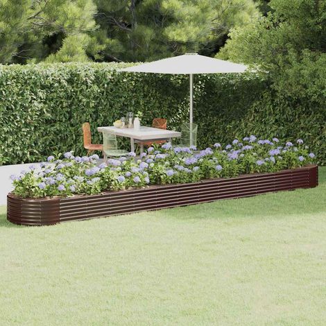 Jardinière - Balconnière à fleurs Acier enduit de poudre 544x100x36cm Marron BV290492 - BonneVie (1/5)