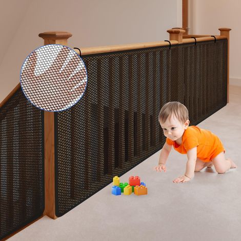 Filet de Sécurité Enfant, Grillage Rampe d'escalier Sécurité Bébé, Filet de Protection Balustrade Escalier Rideau de Protection pour Escalier et Balcon pour Enfant Chat(Noir, L(600 90cm)) (1/5)