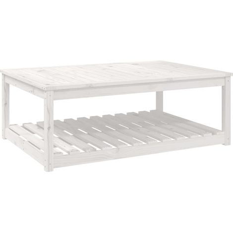 Garten Tisch Weiß 121x82,5x45 cm Massivholz Kiefer