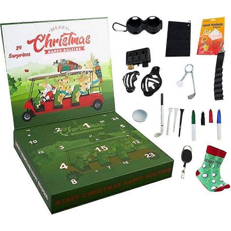 Calendrier de l'Avent 2025 - Décorations de golf - Joie du golf avec chaussettes - À poser sur une étagère, un bureau ou dans un salon (1/5)