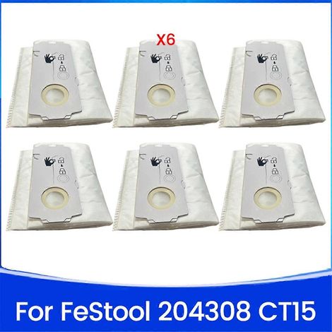 Lot de 6 sacs à poussière filtrants 204308 CT Mini/Midi -2/5 pour aspirateur FeStool 204308 CT 15-AquaForge (1/3)