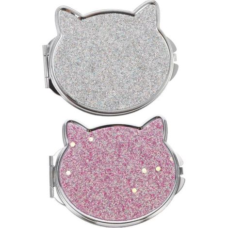 Miroir de courtoisie pliable double face 2 pièces – miroir de maquillage portable et compact pour femmes, finition élégante (1/5)
