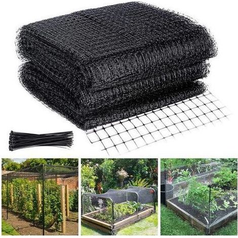 Filet anti-oiseaux 4 x 10 m avec 30 attaches de câble, filet de jardin réutilisable, protège les fruits et les fleurs des parasites et des oiseaux. (1/5)