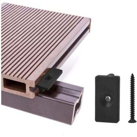 - Clips de terrasse composites 100 pièces - attaches cachées de 6 mm / fixations en plastique pour terrasse, clip de fixation pour planche avec vis noires (100 pièces, fixations en T pour terrass