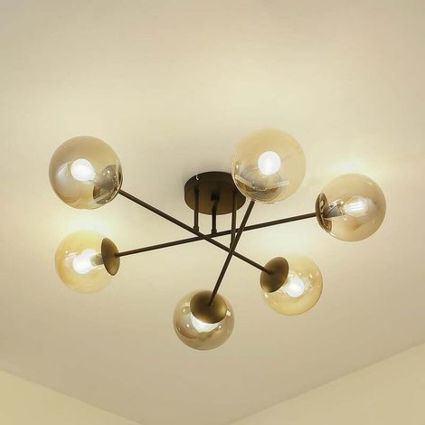 [GEBRAUCHT] B-Ware Lindby Deckenleuchte Lampe Isamer Kugel rauchgrau amber Glas Wohnzimmer (1/2)