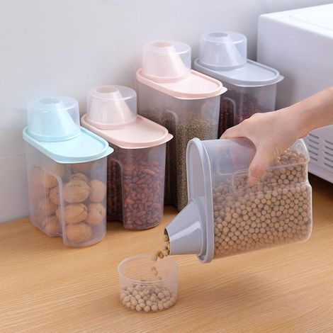 Lot de 4 boîtes conservation PP hermétiques, céréales pâtes, cuisine, micro-ondes, sans BPA, transparent, 1 L (1/5)
