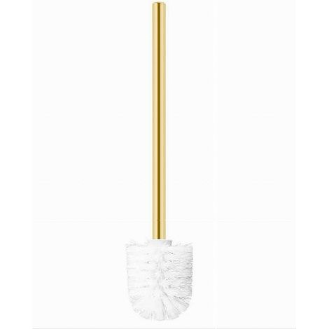 Cleafe - Scopino Ricambio Scopettino Spazzola Wc Bagno Manico Dorato Setole Bianche 87147 -