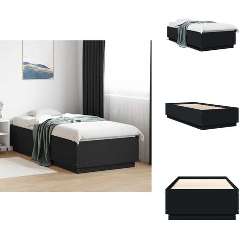 Cadre de lit sans matelas noir 100x200 cm - Cadre De Lit - Lit Double - Lit Noir - Lit Moderne - Sommier (1/5)
