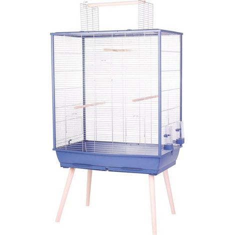 ZOLUX Cage grillagée surélevée pour oiseau Néolife - Pour perruche, calopsitte, canari - 81 x 48 x 152 cm - Néolife - Bleu