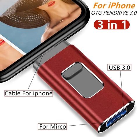 Clé USB 512 Go haute vitesse - Stockage externe - Clé USB pour la copie et la sauvegarde de photos, vidéos et fichiers - Compatible iPhone, Android et PC