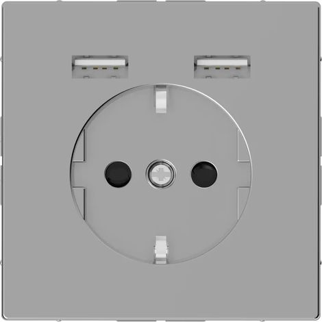 Merten SCHUKO-Steckdose MEG2366-6036 mit USB Ladegerät Edelstahl (1/2)