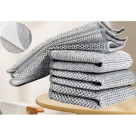 Paquete de 20 paños de limpieza de fibra de plata de 2 capas - paños de cocina sostenibles - para fregar sartenes, cuencos y encimeras - para eliminar la cal (1/2)