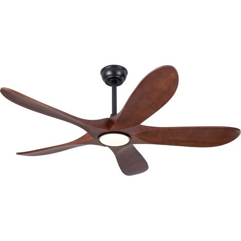 Ventilador de techo 52" con luz y mando, 5 aspas de madera, 3CCT, regulable, 6 velocidades (1/5)