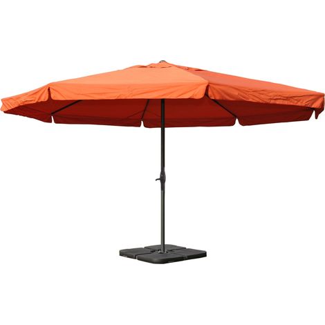 Parasol droit professionnel diamètre 5 m hauteur 360 cm avec pied inclus aluminium polyester terracotta 040011460