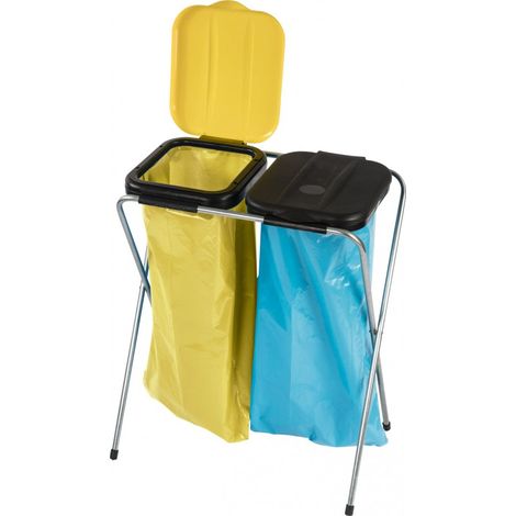 Colector de residuos 2x120 l con tapa negro/amarillo