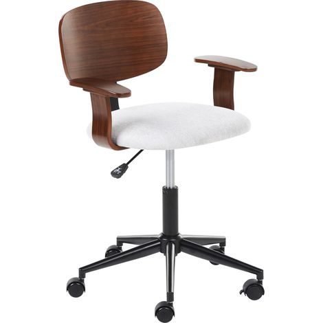 Silla de oficina elegante función giratoria ajustable asiento de tela de poliéster madera oscura y gris claro Gunnison