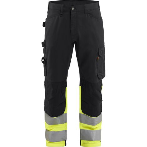 Pantalon de travail haute-visibilité 1708 Noir/Jaune fluo XS - FR(38) - SE(C44) - Standards