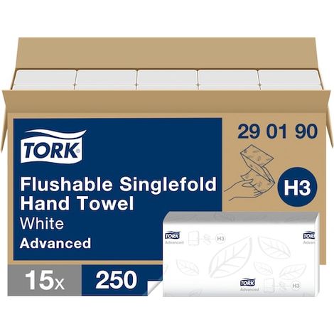 Tork Essuie-mains pliés en V blancs H3 (15x250) 290190