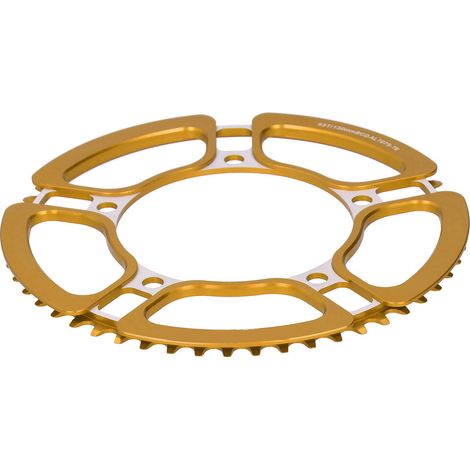 MEIJUN Pédalier Vélo Single Speed 130mm BCD 53T, Accessoire Conversion Creux Doré (1/5)