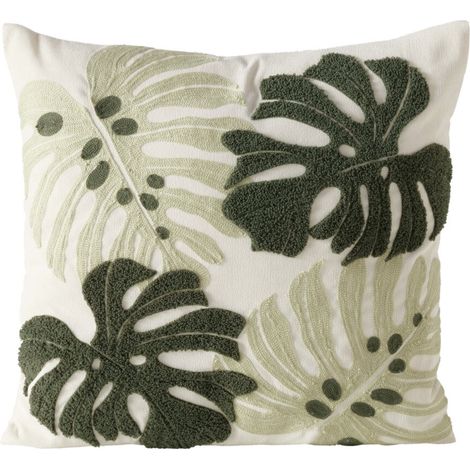 Verziertes Kissen mit einer Monstera DUBIA, 45 x 45 cm.