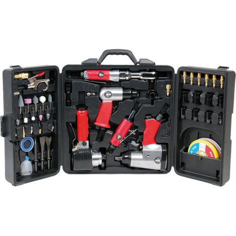 Mallette pneumatique 57 pièces – Kit pour compresseur – Marteau 3/4" 150mm, clé à choc 1/2", meuleuse droite 1/4" – Usage professionnel – Korman