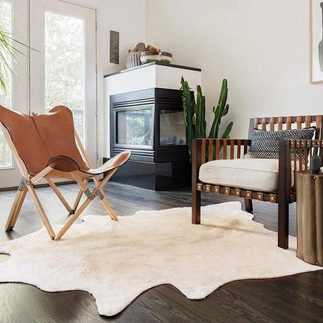 vidaXL Tappeto in Vera Pelle Bovina 150x170 cm Beige