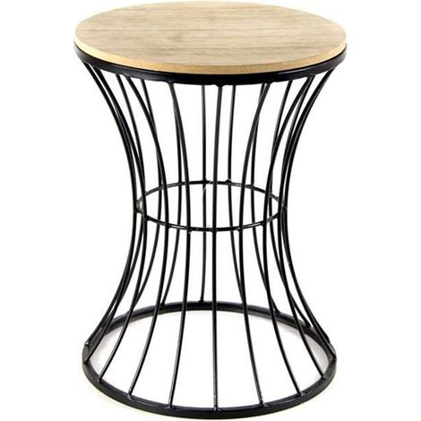 2x Sgabello stile urban in metallo seduta legno