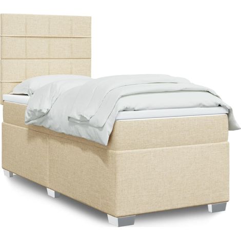 Boxspringbett mit Matratze Creme 90x200 cm Stoff
