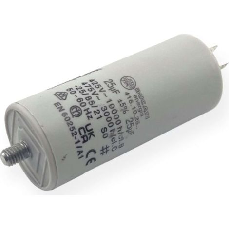 Cyclingcolors – Condensateur de démarrage universel 25µF 450V Ø40mm longueur 95mm fixation M8 – 2 cosses pour moteurs électriques – Pompe et volet roulant