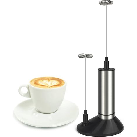 Mousseur à lait électrique portable avec support pour café, latte, chocolat chaud et expresso. (1/5)