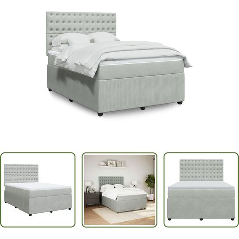 Matratze - Boxspringbett mit Matratze Hellgrau 140x190 cm Samt (1/5)