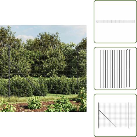 Clôture en treillis métallique avec bride anthracite 1,6x25 m - Clôture Métal - Clôture Jardin - Clôture Rigide - Clôture Anthracite - Clôture Sécurité (1/5)