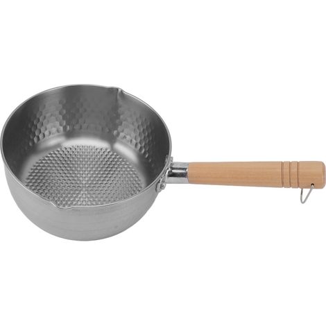 Pentola antiaderente in acciaio inox per noodles, versatile fornello elettrico con lungo manico in legno da 18 cm/7,1 pollici, ideale per zuppe di latte. (1/5)