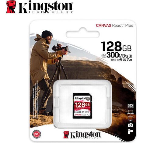 SD Card 128GB Kingston SDXC React+ 300R/260W Reader retail (1/2)