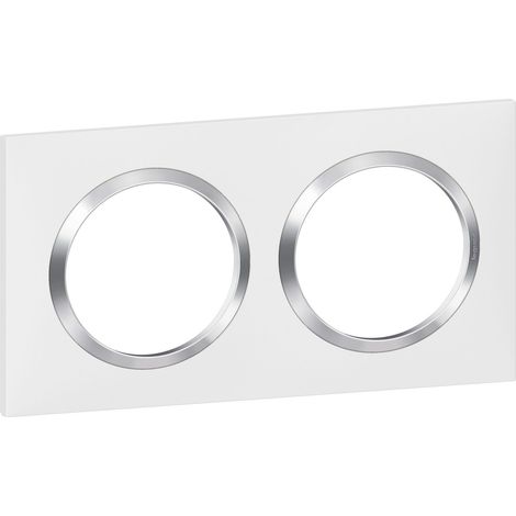 LEGRAND - Plaque carrée dooxie 2 postes finition blanc mat avec bague effet chrome