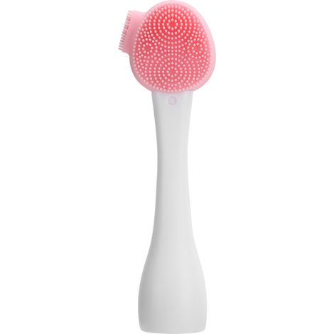 Pinceau de nettoyage visage en silicone rose et blanc, tête unique, brosse à main pour masque DIY, mélange et démaquillage (1/5)