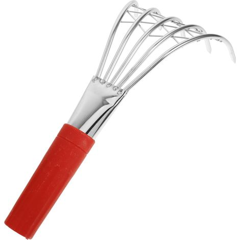 Râteau à Palourdes Manche Antidérapant en Acier Argenté, Outil de Jardinage Robuste pour Creuser la Plage et Récolter Coquillages Facilement (1/5)