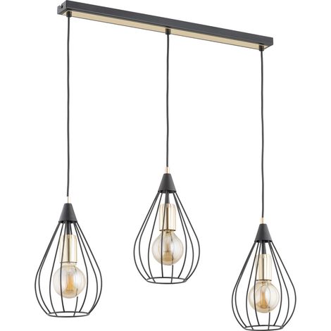 Suspension barre noir/or MANAGOS 3 lumières E27 Alfa (1/3)