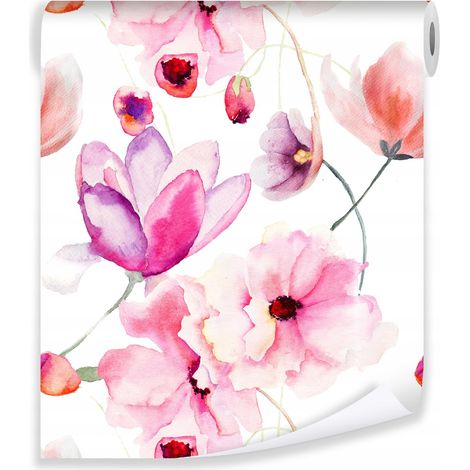Papier peint fleurs décoratif déco murale salon chambre – rouleau 0,5 x 10 m intissé Wallarena