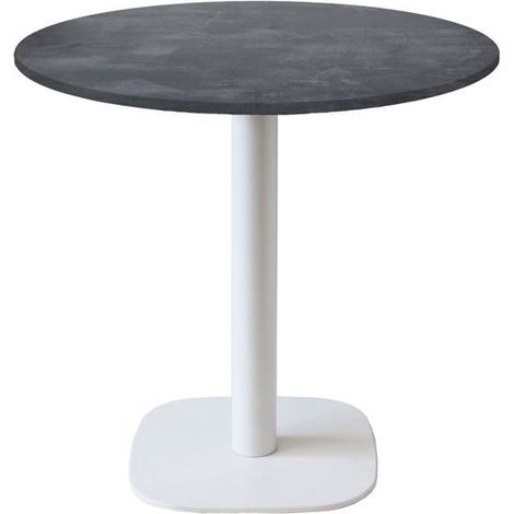Table ronde Ø 70 cm - modèle Round pied blanc ardoise métallisée (1/4)