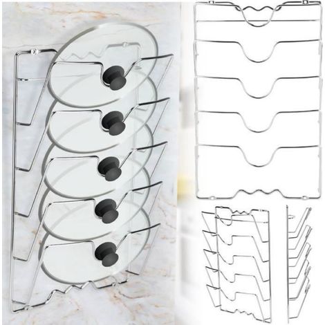 Support ustensiles Cuisine - - Porte Couvercle Vertical - Argent - Fer - 43,4x27,8x9,7 cm (1/4)