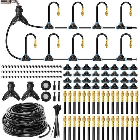 Système d'irrigation automatique de jardin (30 m) avec kit d'arrosage goutte à goutte amélioré et 32 ​​jets réglables pour jardin, pelouse et pots extérieurs