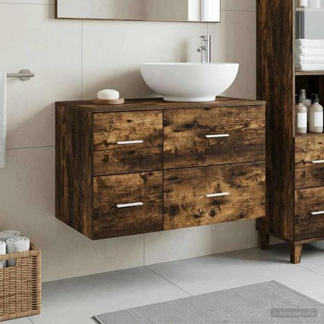 vidaXL Bathroom Furniture Set 2 pcs Smoked Oak Engineered Wood (1/5)
